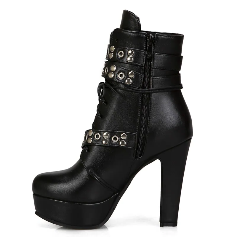 Funki Findz | Boots | Women's Buckle Strap Platform Ankle Boots