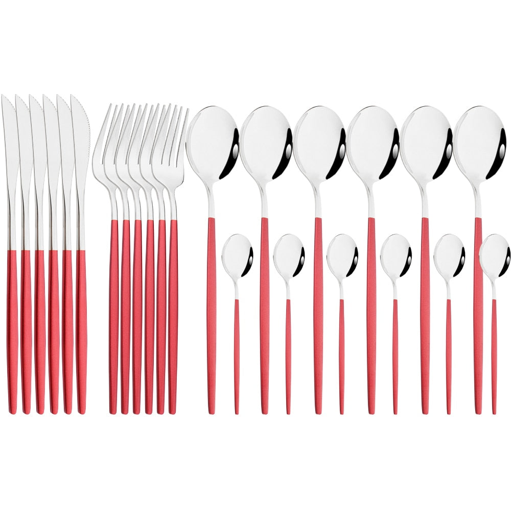 Funki Findz | Cutlery Sets | Gold Stainless Steel Mirror Polish 24 Set