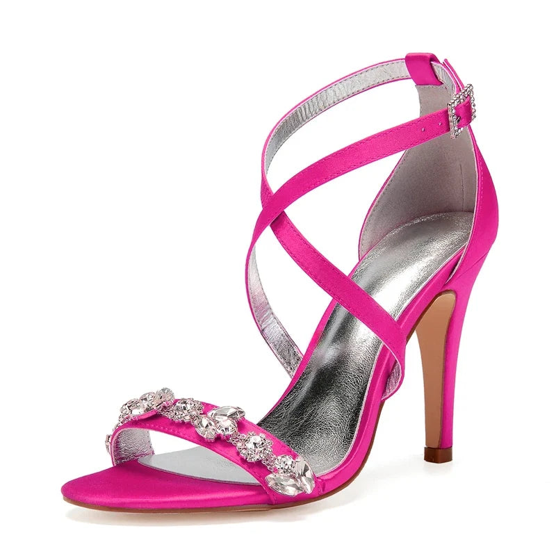 Funki Findz | Shoes | Women's Luxury Satin Crystal Bridal Sandals