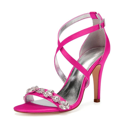 Funki Findz | Shoes | Women's Luxury Satin Crystal Bridal Sandals