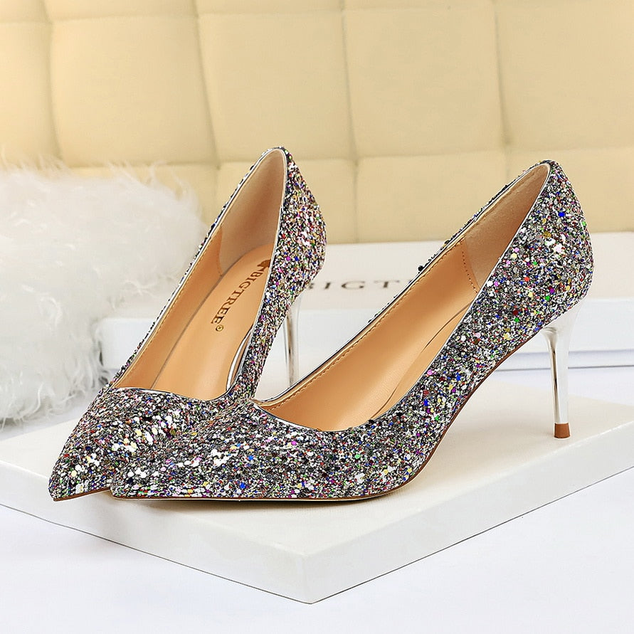 Funki Findz | Shoes | Women's High Heel Glitter Prom Pumps