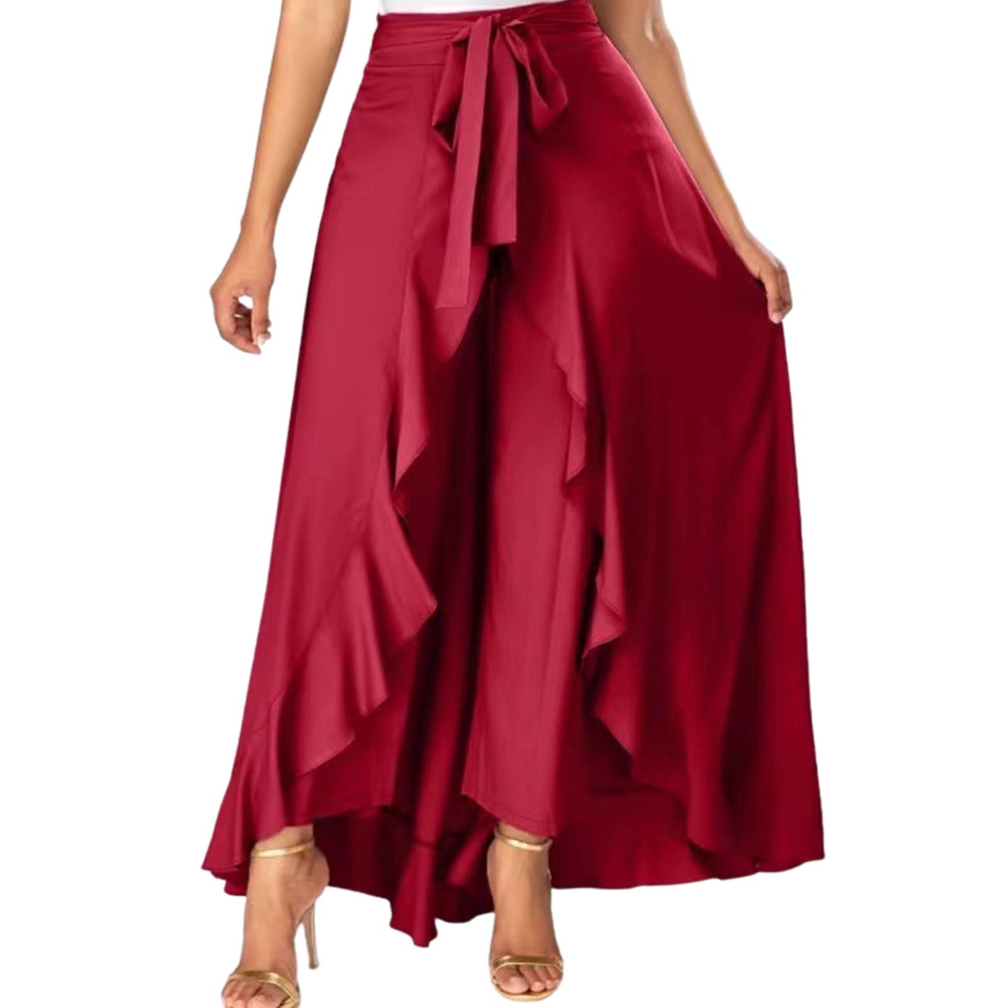 Funki Findz | Skirts | Women's Elegant Long Ruffled Skirt Pants
