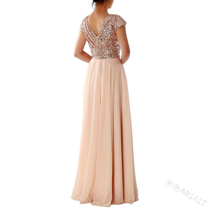 Funki Findz | Dresses | Women's Sequin Chiffon Evening Dress