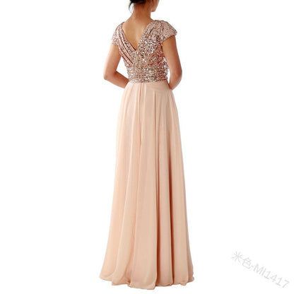 Funki Findz | Dresses | Women's Sequin Chiffon Evening Dress