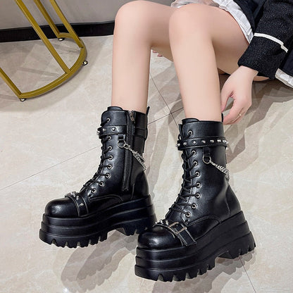 Funki Findz | Boots | Women's Gothic Square Toe Platform Boots