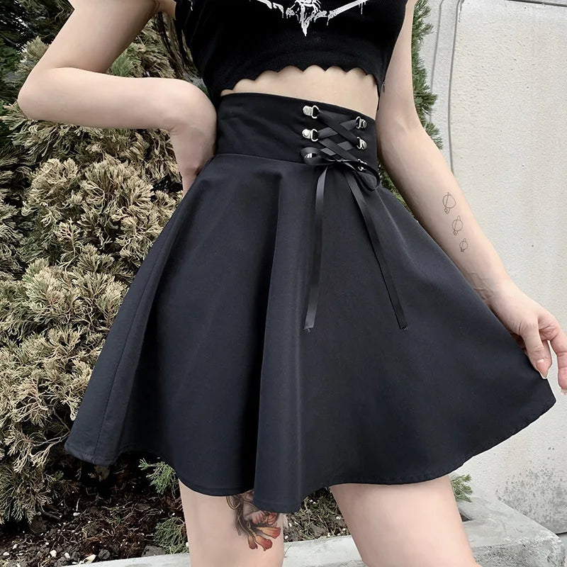 Funki Findz | Skirts | Women's Punk Lace Up Pleated Mini Skirts