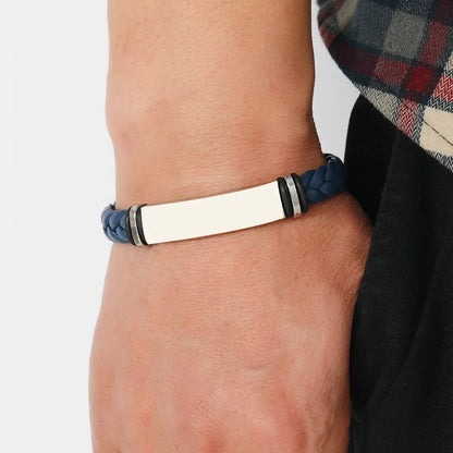 Funki Findz | Bracelets | Unisex Titanium Woven Leather Bracelet