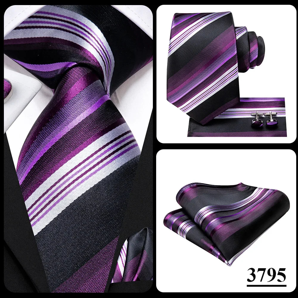 Funki Findz | Neckties | Men's Purple Silk Wedding 3Pcs Tie Set