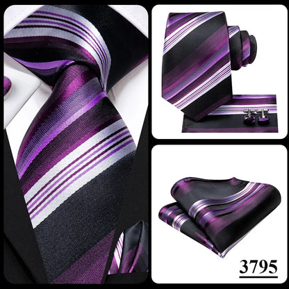 Funki Findz | Neckties | Men's Purple Silk Wedding 3Pcs Tie Set