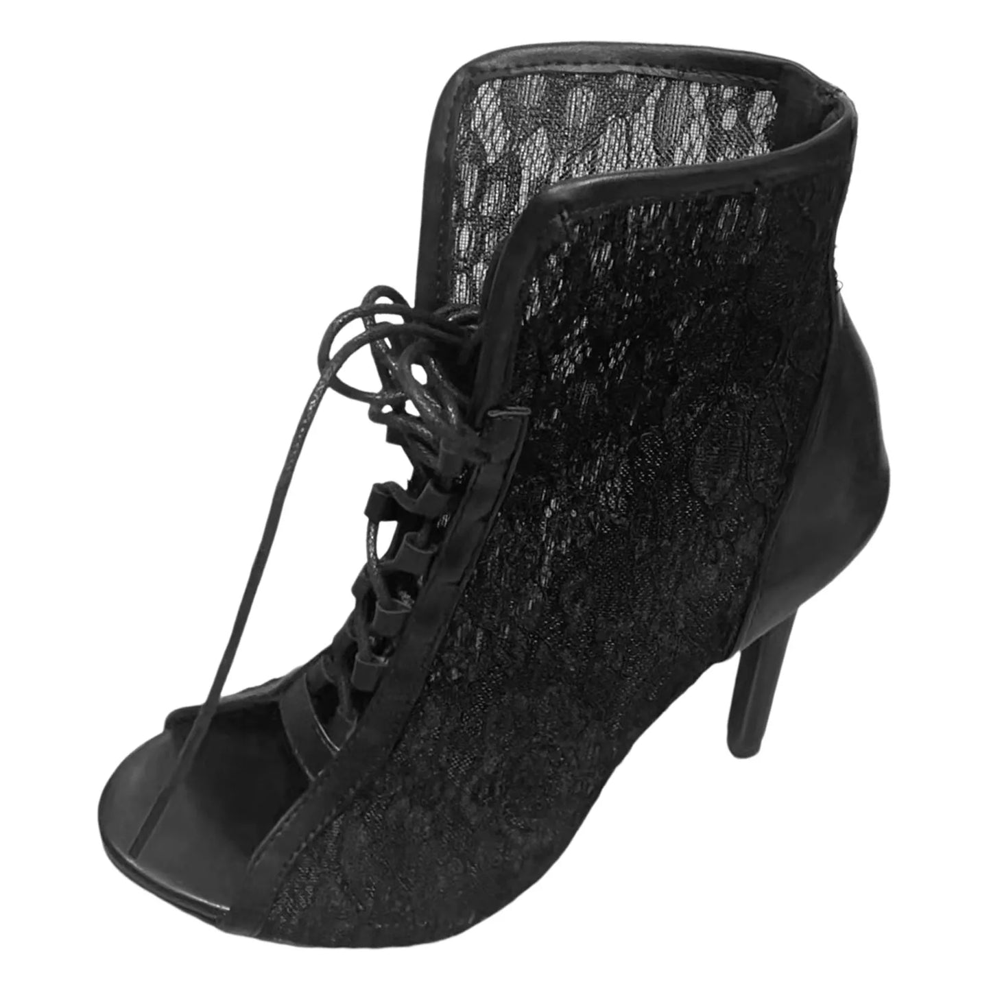Funki Findz | Boots | Women's Lace Mesh Peep Toe High Booties