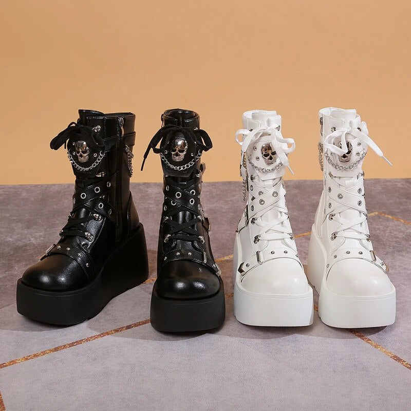 Funki Findz | Boots | Women's Multi Strap Gothic Platform Boots