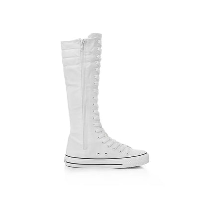 Funki Findz | Boots | Women's Long Lace Up Zipper Canvas Boot