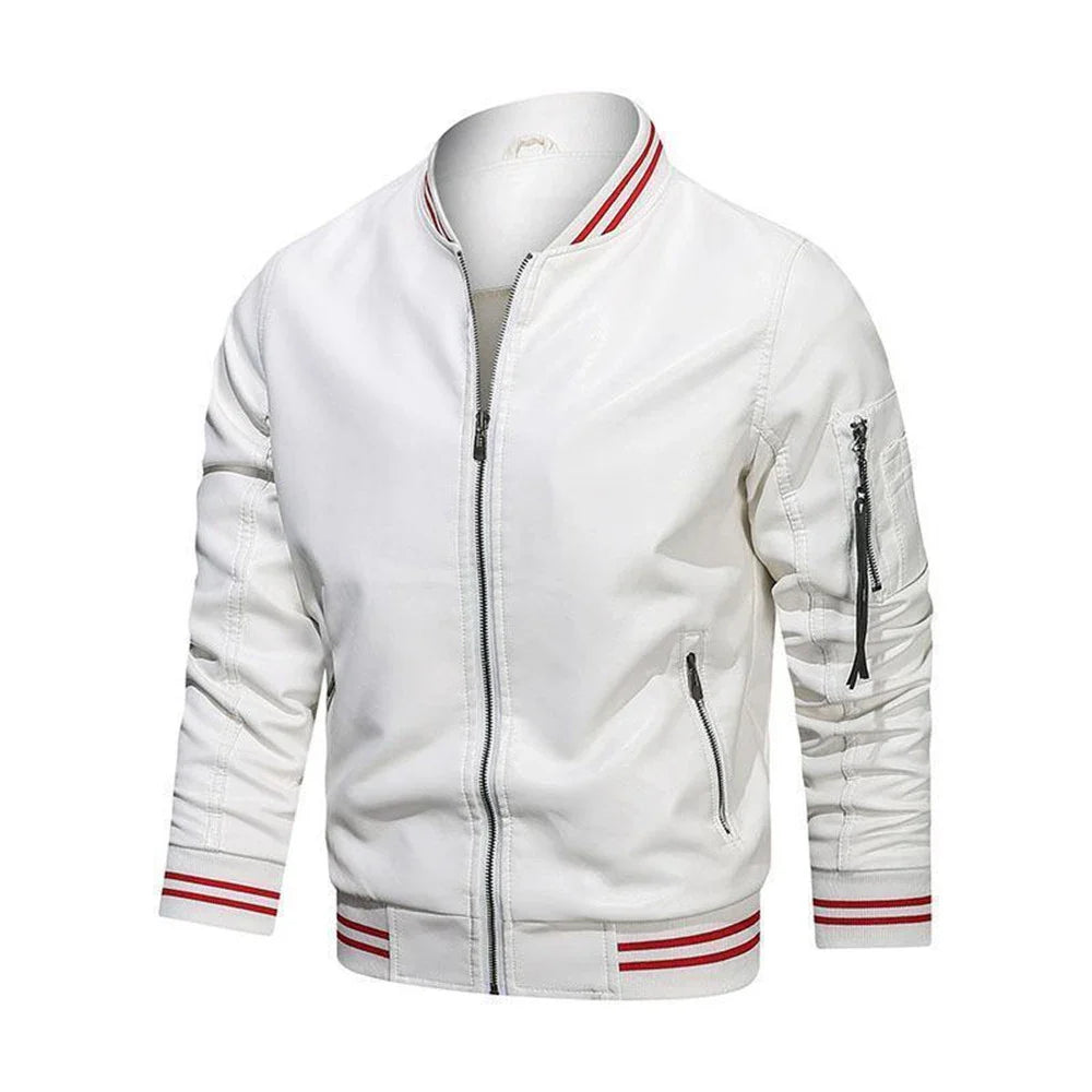 Funki Findz | Jackets | Men's Casual PU Leather Racer Jacket