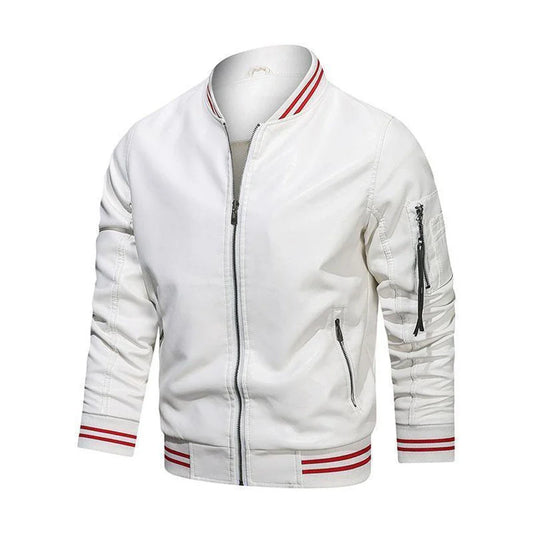 Funki Findz | Jackets | Men's Casual PU Leather Racer Jacket