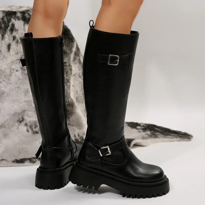 Funki Findz | Boots | Women's Knee High Chelsea Biker Boots
