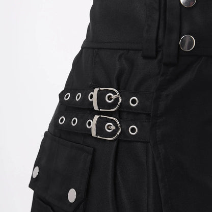 Funki Findz | Skirts | Men's Black Pleated Gothic Kilt | Cargo Skirt