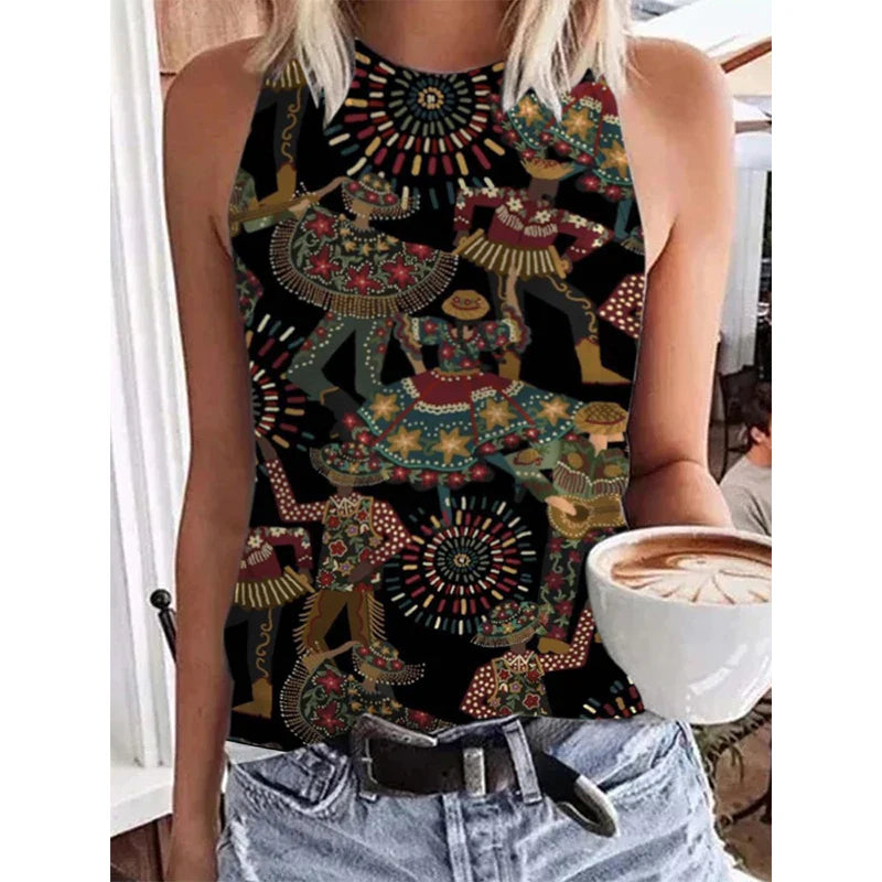 Funki Findz | Shirts | Women's Paisley 3D Print Retro Tank Tops