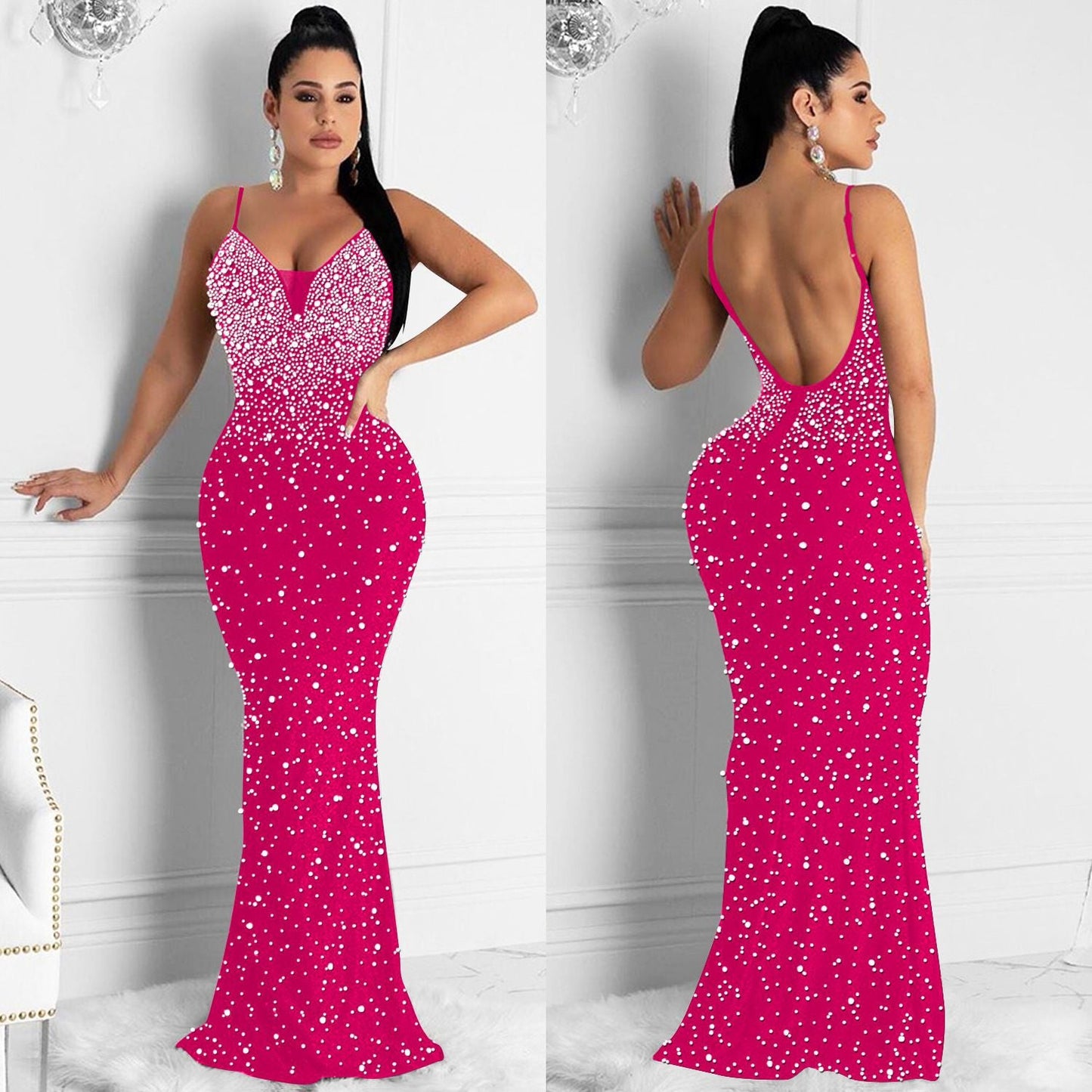 Funki Findz | Dresses | Women's Beaded Pearl Bodycon Dress