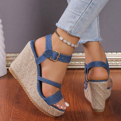 Funki Findz | Shoes | Women's Denim Fashion Wedge Sandals