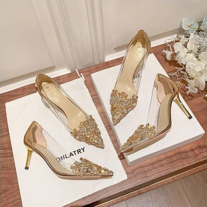 Funki Findz | Shoes | Women's Pointy Toe Clear Wedding Stiletto