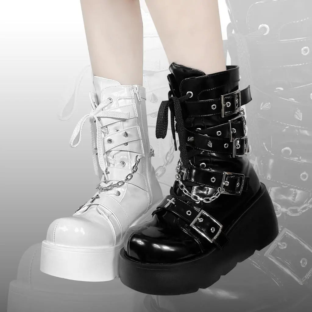Funki Findz | Boots | Women's Gothic Platform Wedge Boots