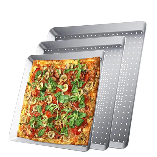 Funki Findz | Pizza Pans | Perforated Square Pizza Baking Trays