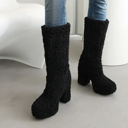 Funki Findz | Boots | Women's Fuzzy Faux Wool Platform Boots