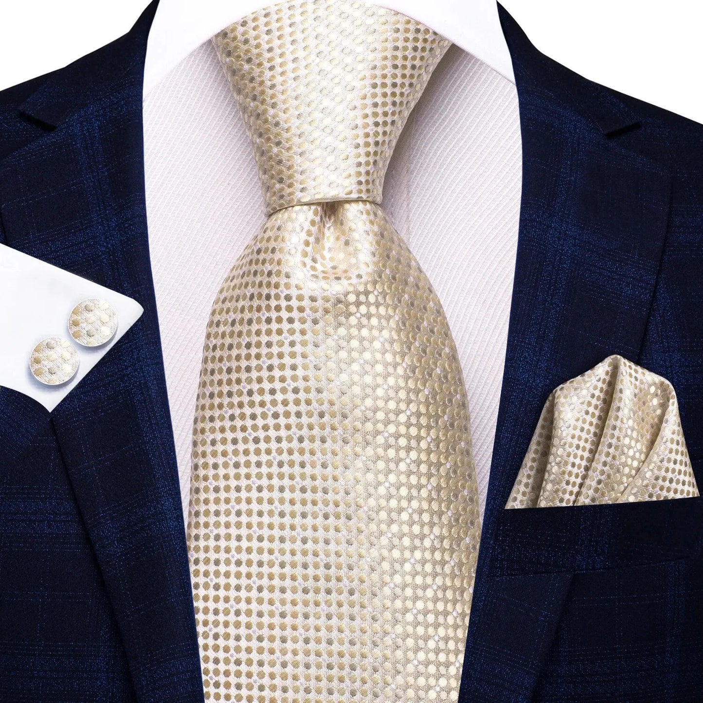 Funki Findz | Neckties | Men's Champagne Gold Silk Tie 3Pcs Set