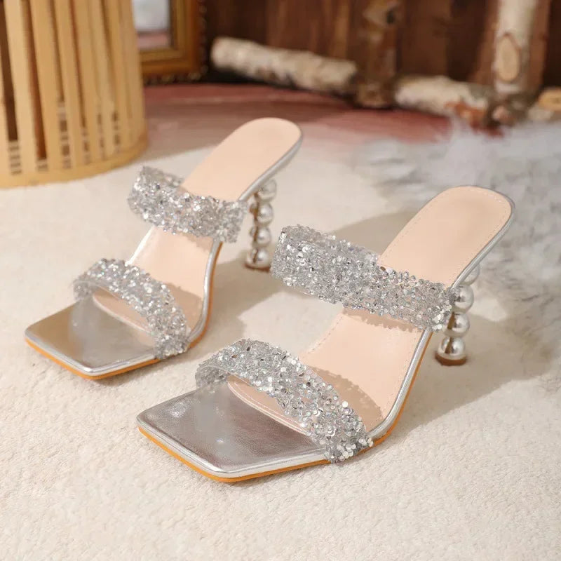 Funki Findz | Shoes | Women's Square Crystal Heel Party Sandal