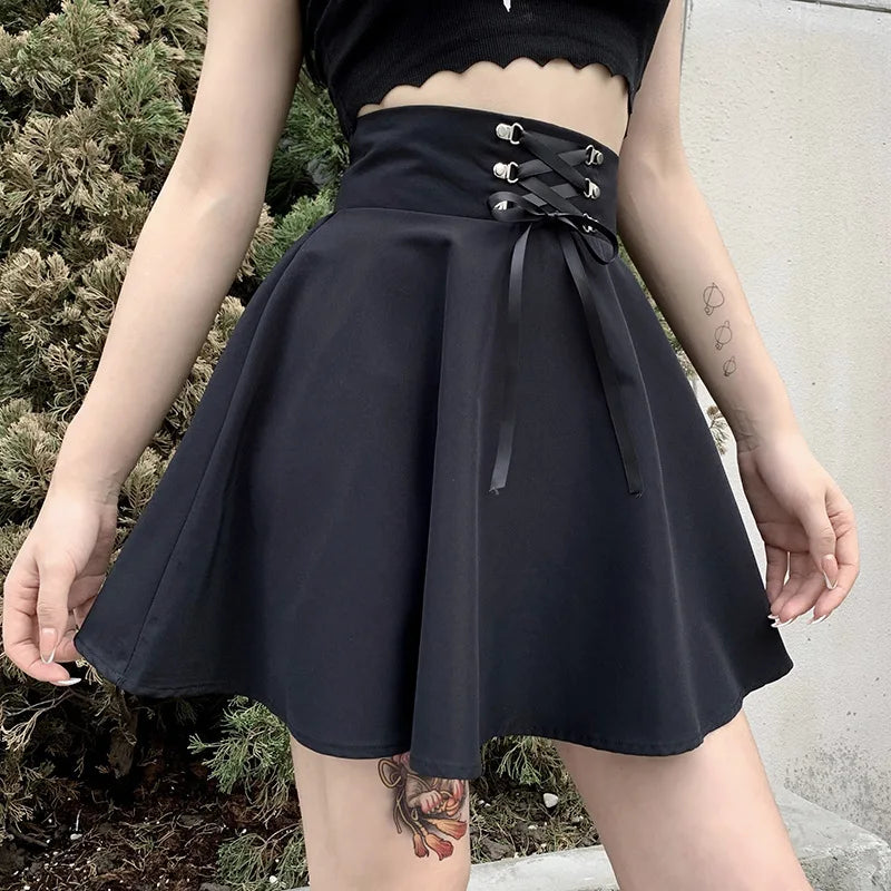 Funki Findz | Skirts | Women's Punk Lace Up Pleated Mini Skirts