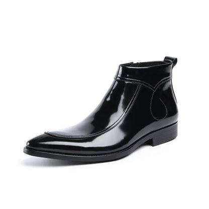 Funki Findz | Boots | Men's Leather Patent Formal Dress Boots