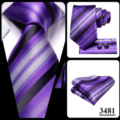Funki Findz | Neckties | Men's Purple Silk Wedding 3Pcs Tie Set