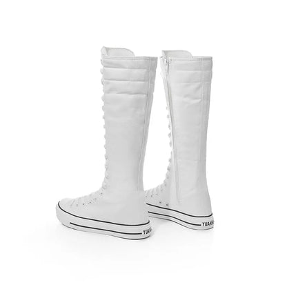 Funki Findz | Boots | Women's Long Lace Up Zipper Canvas Boot