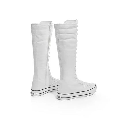 Funki Findz | Boots | Women's Long Lace Up Zipper Canvas Boot