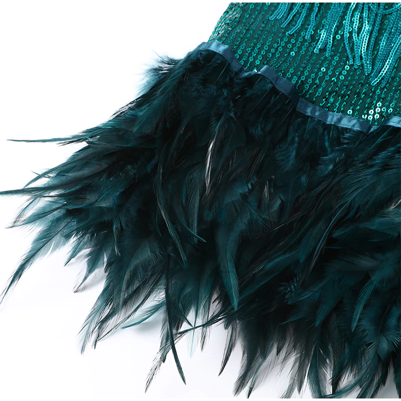 Funki Findz | Dresses | Women's Sequin Feather Fringe Dress