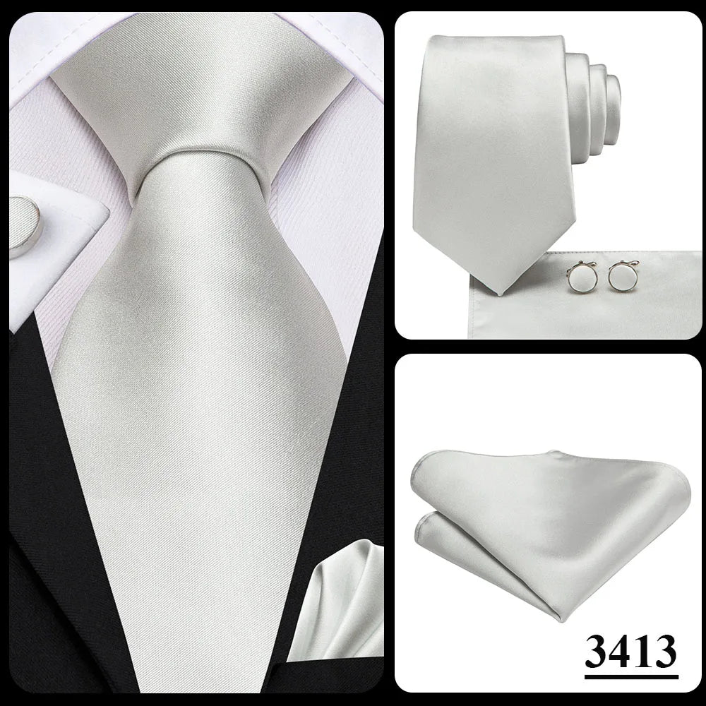 Funki Findz | Neckties | Men's 3pcs White Silk Wedding Tie Sets