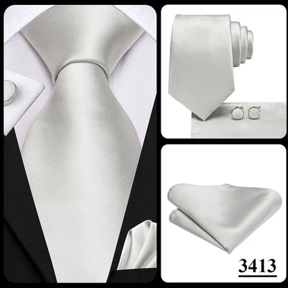 Funki Findz | Neckties | Men's 3pcs White Silk Wedding Tie Sets
