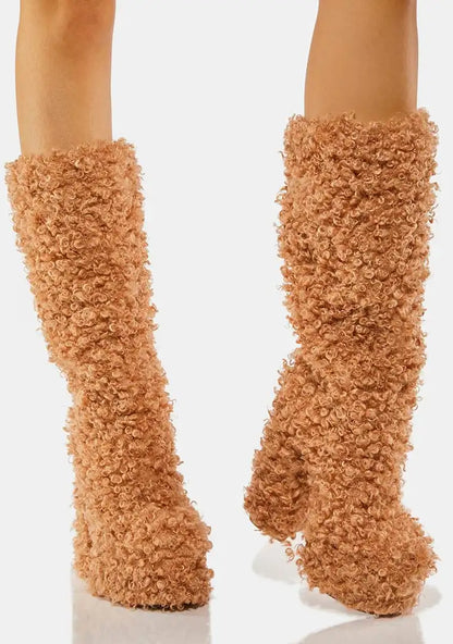 Funki Findz | Boots | Women's Knee-High Fuzzy Platform Boots