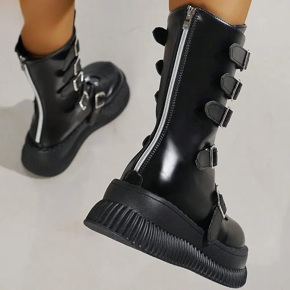 Funki Findz | Boots | Women's Gothic Mid-Calf Platform Boots