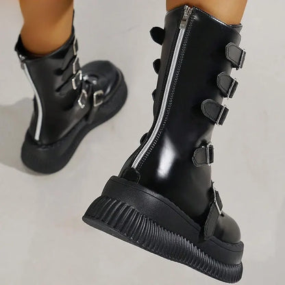 Funki Findz | Boots | Women's Gothic Mid-Calf Platform Boots