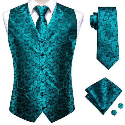 Funki Findz | Vests | Men's Formal 4 Pcs Silk Slim Waistcoat Sets