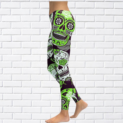 Funki Findz | Pants | Women's Yoga Pants | Skull Print Leggings