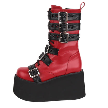 Funki Findz | Boots | Women's Gothic Buckle Strap Biker Boots