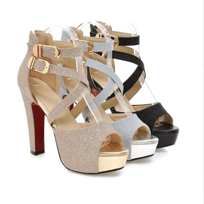 Funki Findz | Shoes | Women's Gold Glitter Platform Sandals