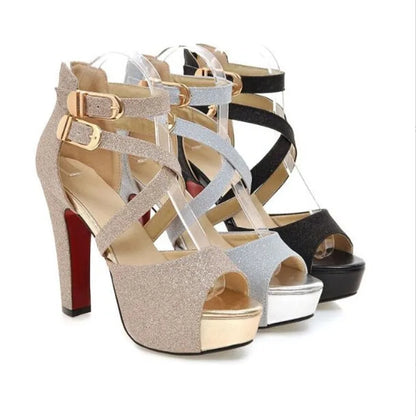 Funki Findz | Shoes | Women's Gold Glitter Platform Sandals