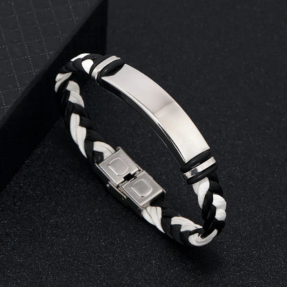 Funki Findz | Bracelets | Unisex Titanium Woven Leather Bracelet