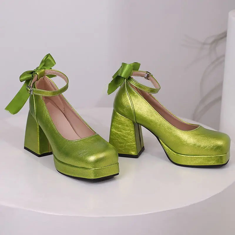 Funki Findz | Shoes | Women's Square Toe Block Heel Platforms