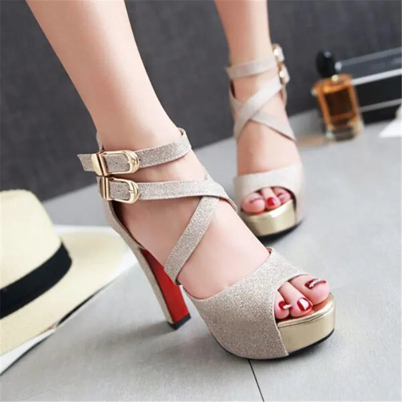 Funki Findz | Shoes | Women's Gold Glitter Platform Sandals