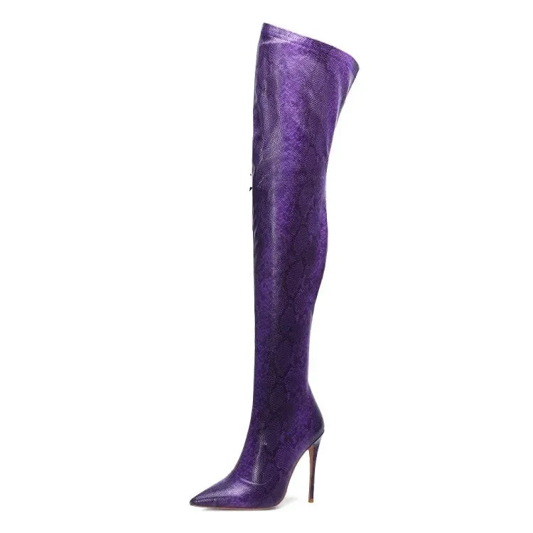 Funki Findz | Boots | Women's Snake Print Cloth Long Boots