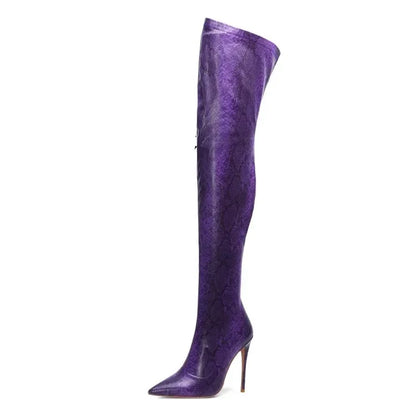 Funki Findz | Boots | Women's Snake Print Cloth Long Boots